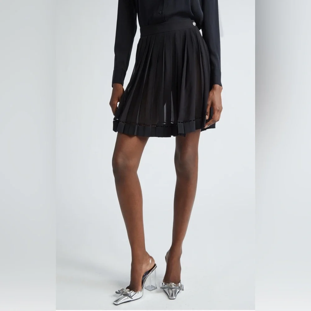 New 💯 Authentic Versace Pleated Silk Georgette Skirt